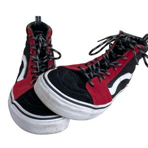 VAN’S SK8-HI RED BLACK & WHITE SKATEBOARD SHOES Size 8.5